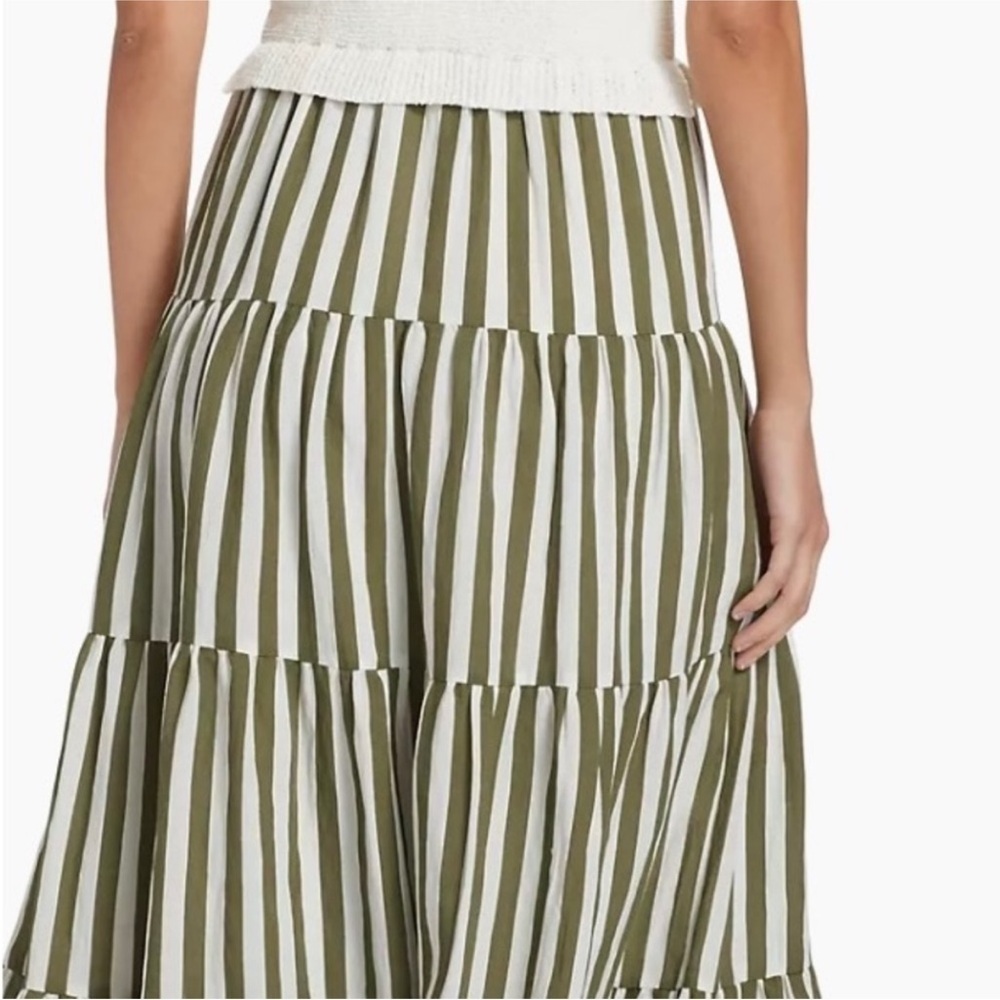 NWT En Saison mixed media shade green ivory striped CeCe dress Large L - Picture 5 of 13
